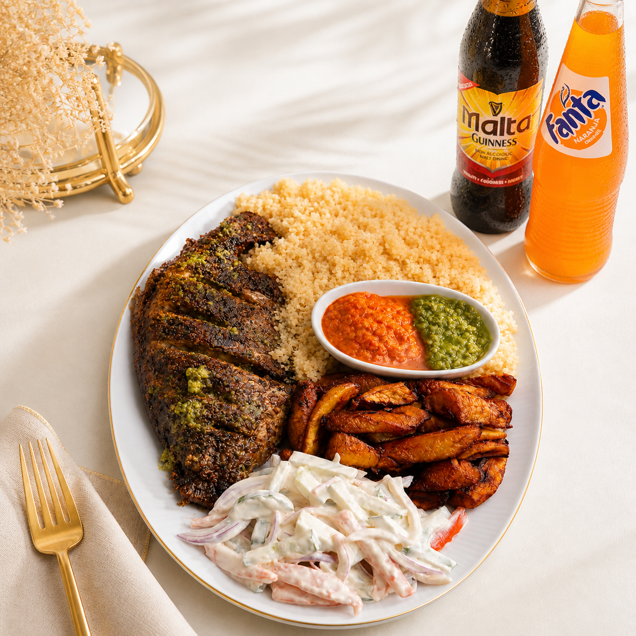 Atiéké et poisson braisé
