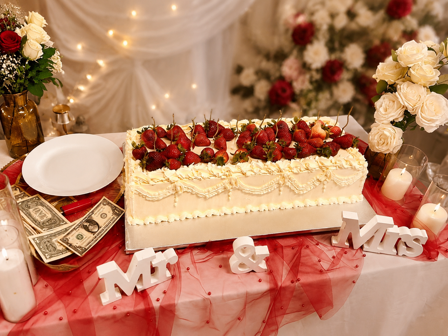 Langer Mehrschichtkuchen mit Creme