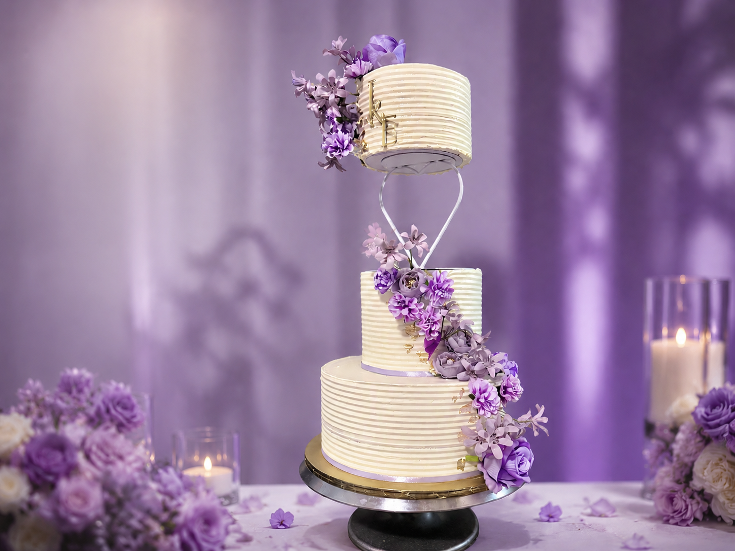 Florale Hochzeitstorte mit Creme