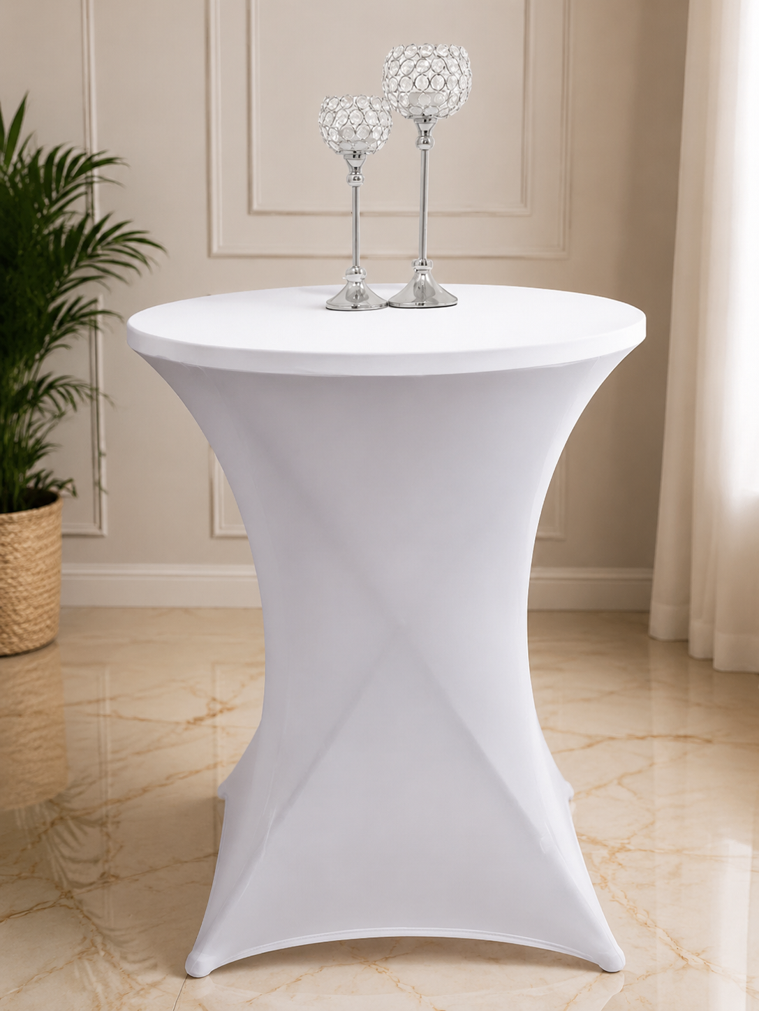  Rental High cocktail table with white cover