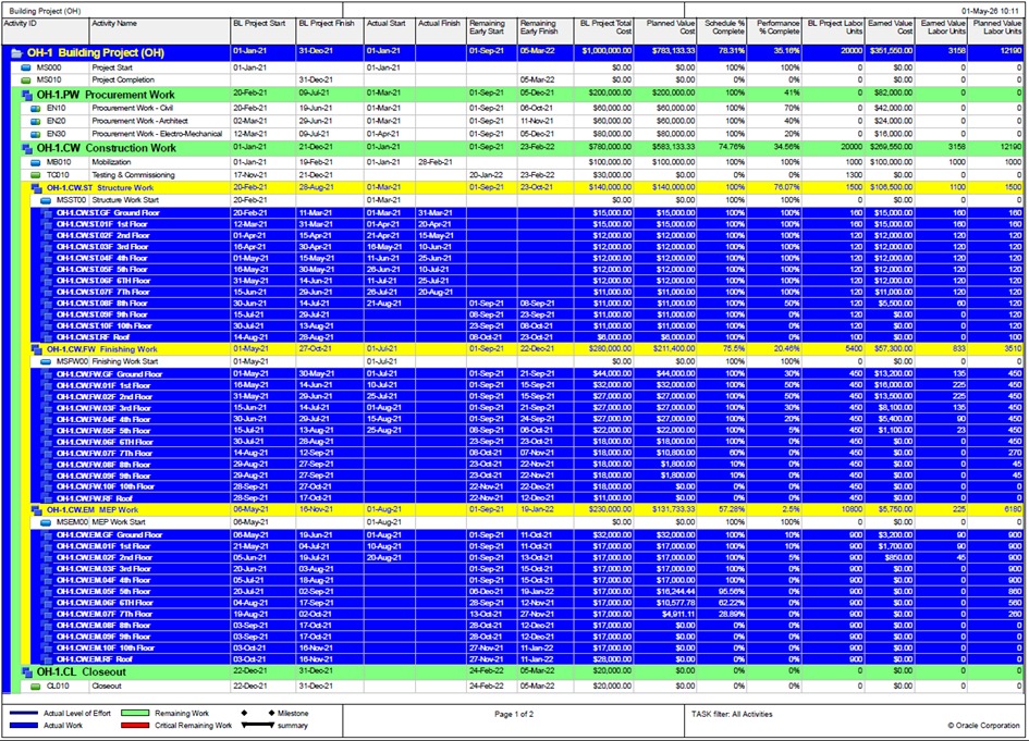 Planning Primavera P6