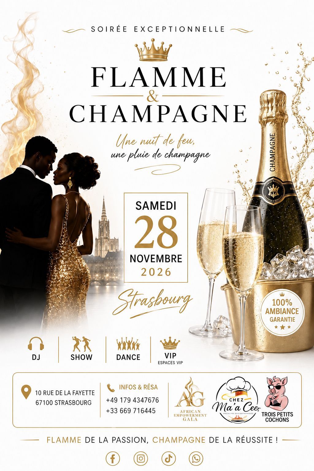 Flamme & Champagner: Eine Nacht voller Feuer, ein Champagnerregen in Straßburg – 28. November 2026