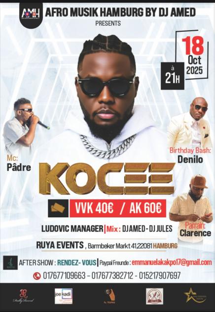 KOCEE Live à Hambourg le 18 octobre 2025 – RUYA Events — Hamburg