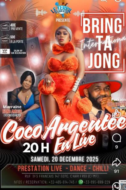 Coco Argentée en Live – Bring Ta Jong International — Charleroi