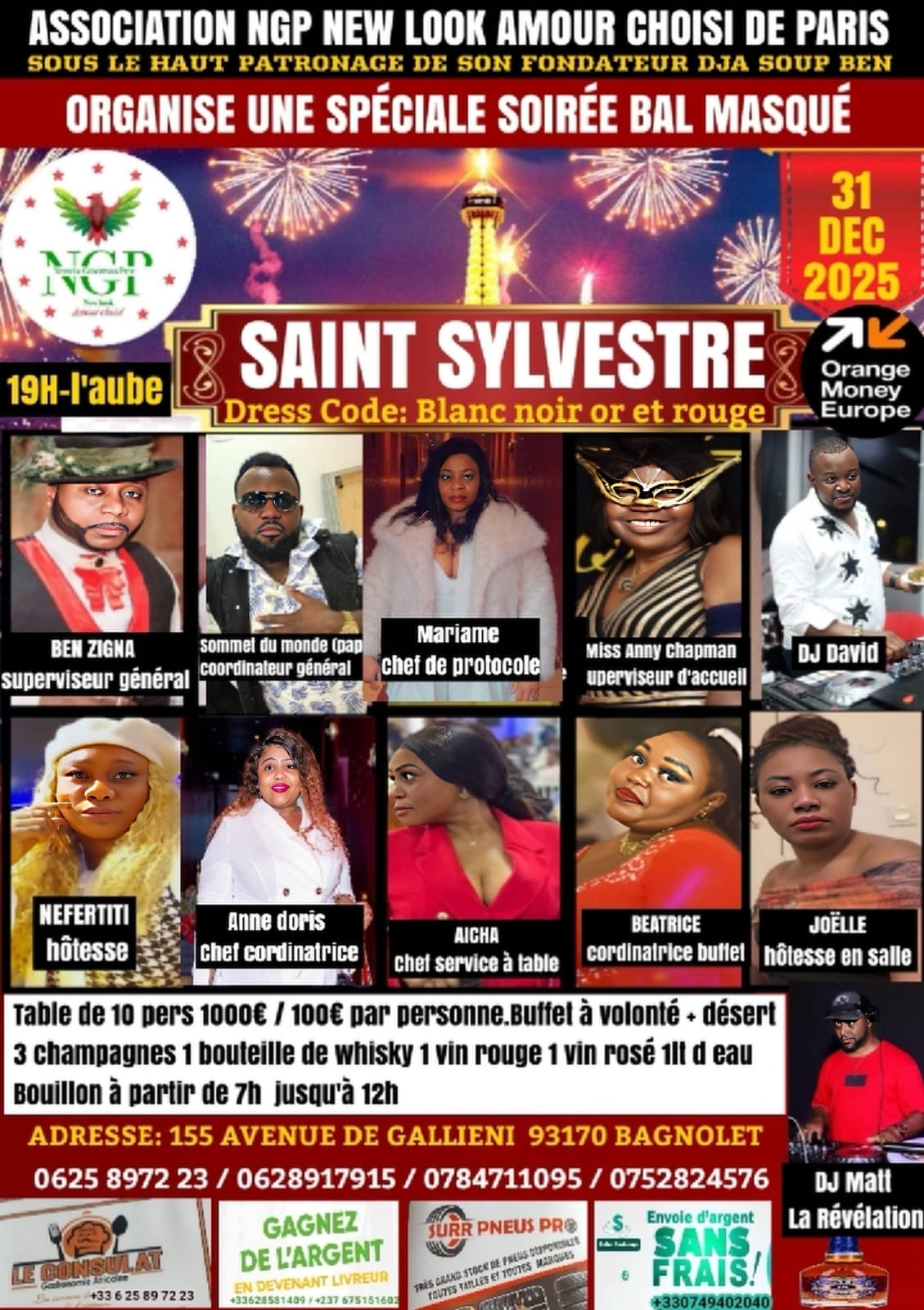 Soirée Saint Sylvestre 2025 à Bagnolet – Bal Masqué NGP Paris